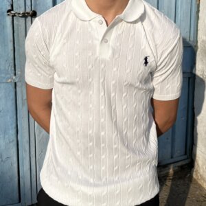 Knited polo shirt white