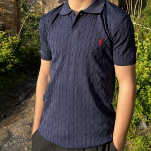 Navy knited polo