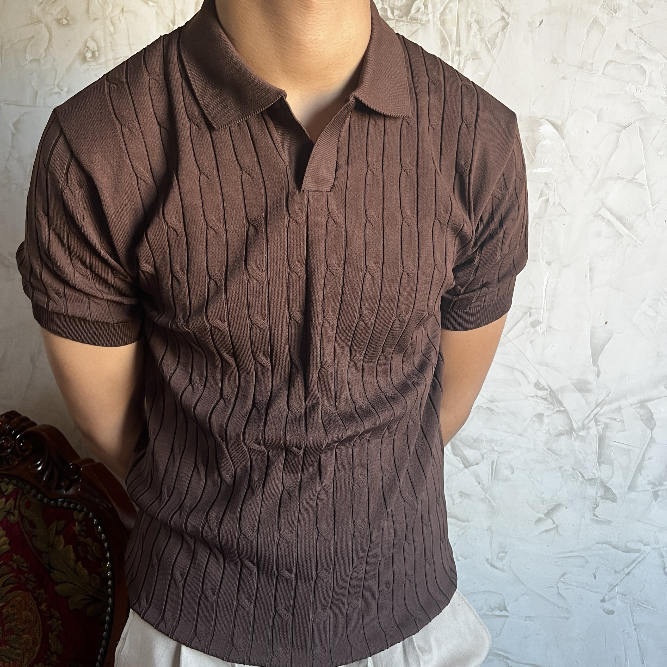 Brown v neck polo